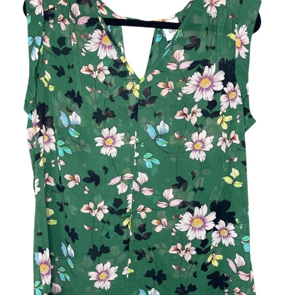 CAbi Tops - Cabi Sleeveless Green Daisy Floral Print V Neck Blouse/Size Large